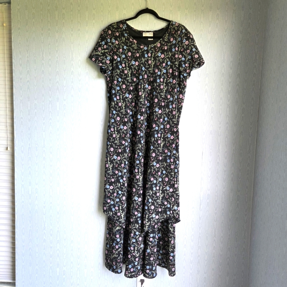 Vintage Betsy's Things‎ Maxi Dress Women 18 Floral Pointed Hem 80s Cottage Core